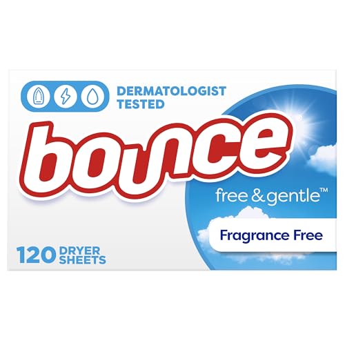 Bounce Free & Gentle Dryer Sheets, Unscented, 120 Count