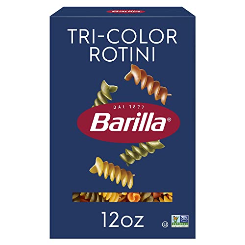 Barilla Tri-Color Rotini Pasta, 12 oz. Box - Non-GMO, Made with Durum Wheat Semolina - Kosher Certified
