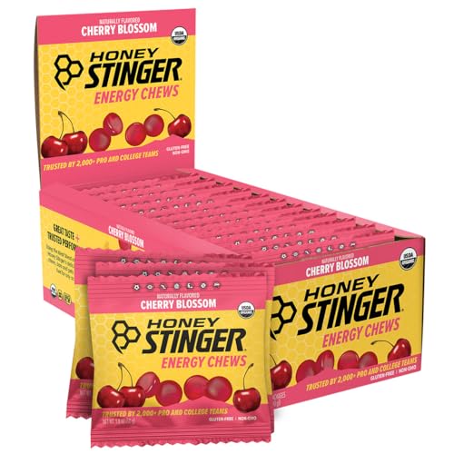 Honey Stinger Organic Cherry Blossom Energy Chew, Gluten Free & Caffeine Free, for Exercise, Running and Performance, Sports Nutrition for Home & Gym, Pre and Mid Workout, 12 Pack, 21.6 Ounce