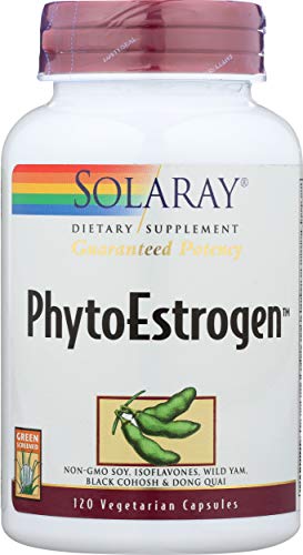 SOLARAY PhytoEstrogen Menopause Supplements - Wild Yam, Black Cohosh, and Dong Quai Estrogen Pills for Women's Health - Vegan, Lab Verified, 60-Day Guarantee (30 Servings, 120 VegCaps)