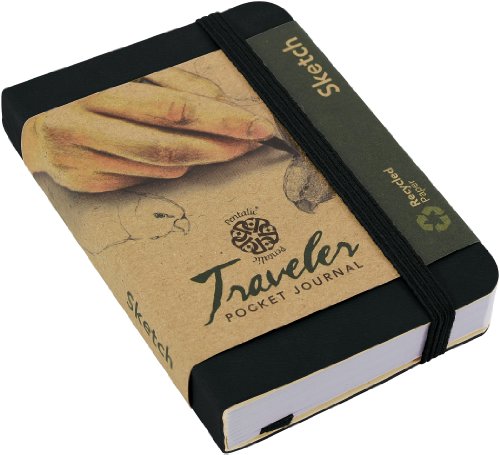 Pentalic 3" x 4" Pocket Sketchbook Traveler Journal, 160 Pages, Black