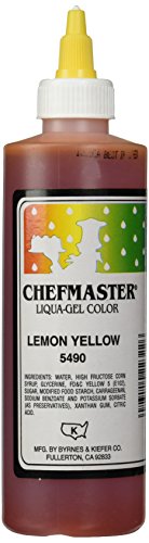Chefmaster Lemon Yellow Liqua-Gel Food Coloring | Vibrant Color | Professional-Grade Dye for Icing, Frosting, Fondant | Baking & Decorating | Fade-Resistant | Easy-to-Use | Made in USA | 10.5 oz