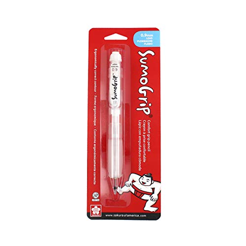 SAKURA SumoGrip Pencil with Comfort Grip - 0.9 mm Ergonomic Mechanical Pencil - Clear