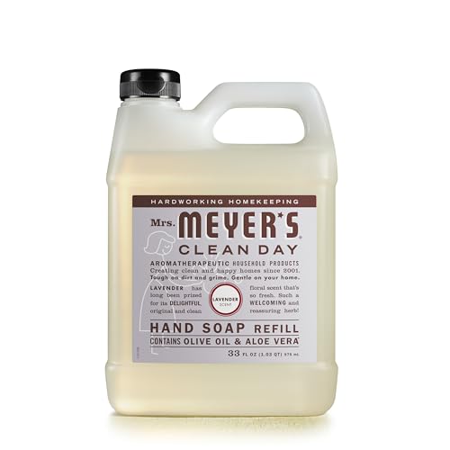 MRS. MEYER'S CLEAN DAY Liquid Hand Soap Refill, Cruelty Free and Biodegradable Formula, Lavender Scent, 33 Fl Oz (Pack of 1)
