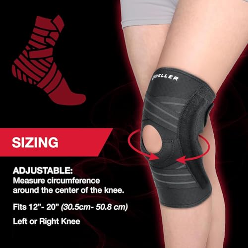 MUELLER Sports Medicine Self Adjusting Knee Brace for Men and Women, Knee Stabilizer for Compression and Pain Relief Support, Ideal for Arthritis, Sprains, Black, One Size