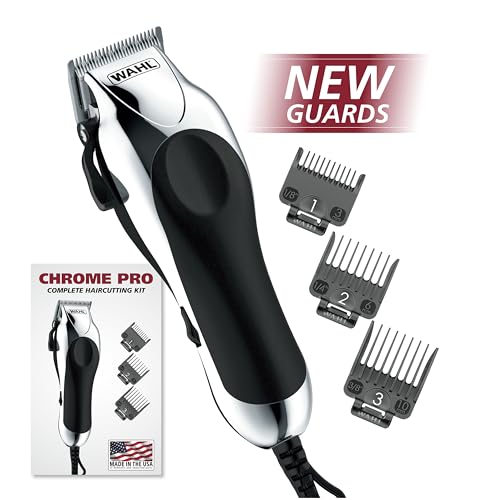 Wahl USA Chrome Pro Corded Clipper Complete Haircutting Kit for Men – Powerful Total Hair Clipping, Beard Trimming, &a