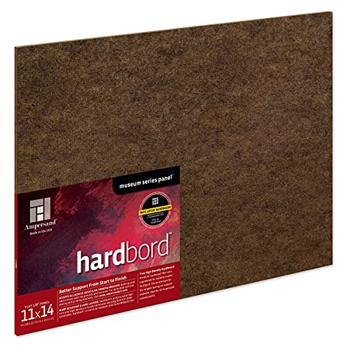 Ampersand Art Supply Hardboard Wood Painting Panel: Museum Series Hardbord, 11" x 14", 1/8 Inch Flat Profile