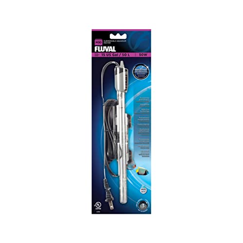 Fluval M 50-Watt Submersible Aquarium Heater – Compact, Reliable Heating with Mirror Technology for Fresh & Saltwater Tanks Up to 15 Gallons