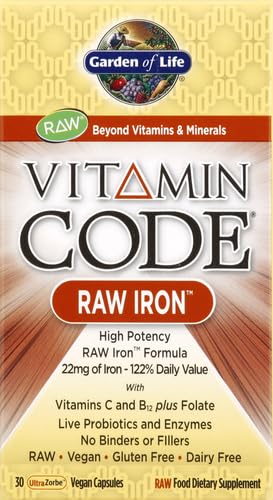 Garden of Life Vitamin Code Raw Iron Supplement, 30 Vegan Capsules