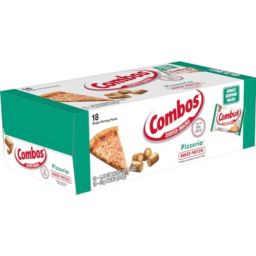 COMBOS Pizzeria Snacks - Pizza and Pretzels Snack Bags 1.8 Ounce, Pack of 18, Baked Pretzel Snack COMBOS Bulk Box
