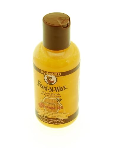 Howard Products Beeswax Wood Polish & Conditioner, Feed-N-Wax for Wood Furniture Polish, 4.7 oz, Orange