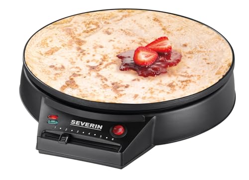 (-40%) SEVERIN Crêpes Maker, Crepes-Eisen für süße Crepes und herzhafte Galettes, Crepesmaker mit XXL Grillplatte (30 cm Durchmesser), stufenlose Temperatureinstellung, schwarz, CM 2198