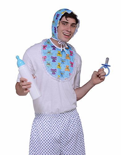 Forum Novelties Adult Baby Bib and Bonnet Costume Accessory, Blue, One Size