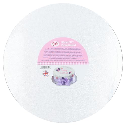 Tala Silver Paper Cake Board | 12 Inch / 30cm Diameter | Ideal for Victoria Sponges and smaller cakes