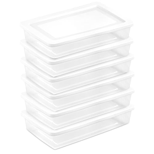 Sterilite 6 Pack Storage Box 41 Quart Stackable Tote Clear with Snapping Lids
