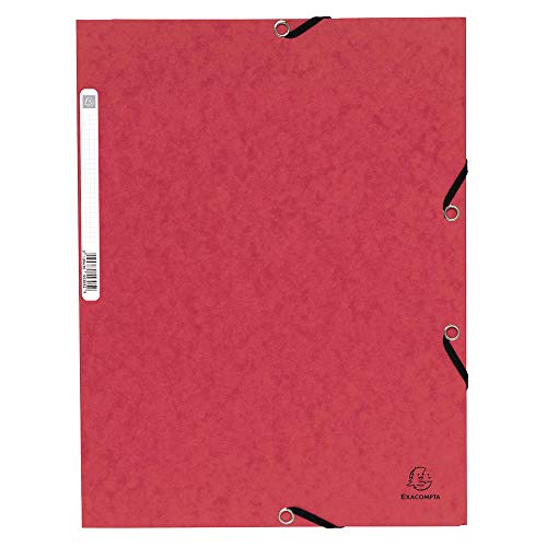 (-65%) Exacompta 55305E Einschlagmappe. Aus extra starkem Colorspan-Karton DIN A4 mit 3 Klappen und Gummizügen rot Sammelmappe Dokumentenmappe ideal für Büro und Schule