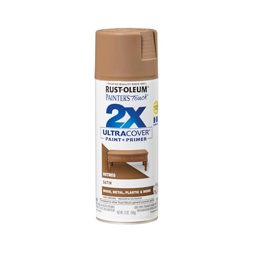 Rust-Oleum 334076 Painter's Touch 2X Ultra Cover Spray Paint, 12 oz, Satin Nutmeg