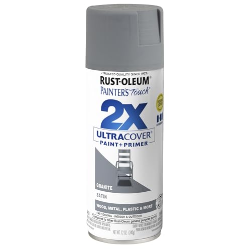 Rust-Oleum 334069 Painter's Touch 2X Ultra Cover Spray Paint, 12 oz, Satin Granite