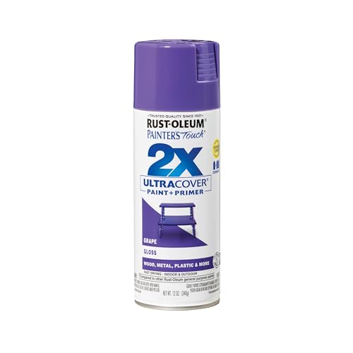 Rust-Oleum 334033 Painter's Touch 2X Ultra Cover Spray Paint, 12 oz, Gloss Grape