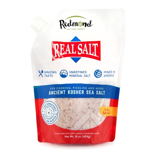 Redmond Real Sea Salt - Natural Unrefined Gluten Free Kosher, 16 Ounce Pouch (1 Pack)