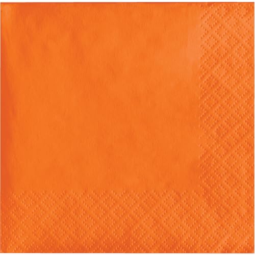 Creative Converting 3-Ply Paper Beverage Napkins, Sunkissed Orange Color, 50 Count