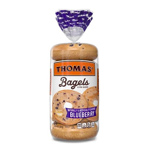 Thomas’ Blueberry Bagels, 6 Pre Sliced Bagels with No High Fructose Corn Syrup, 20 Oz Bag
