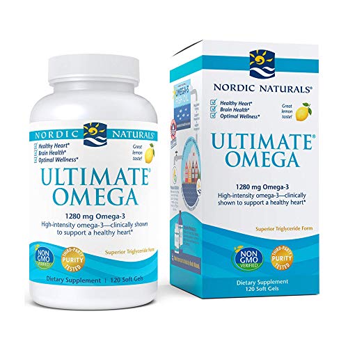 Nordic Naturals Ultimate Omega, Lemon Flavor - 120 Soft Gels - 1280 mg Omega-3 - High-Potency Fish Oil Supplement with EPA & DHA - Promotes Brain & Heart Health - Non-GMO - 60 Servings