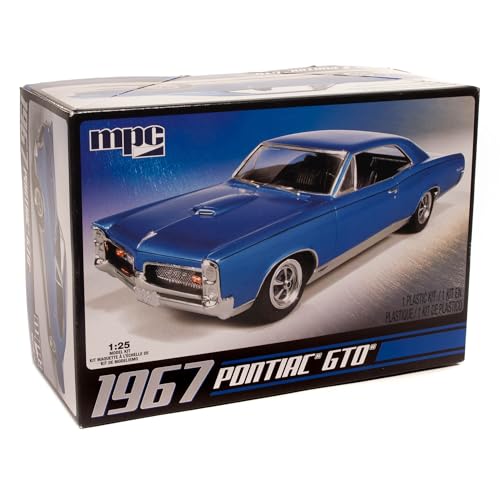MPC: 1:25 Scale Model Kit - 1967 Pontiac GTO - Blue, 85+ Parts - Skill Level 2, Authentic Vehicle Building Kit, Replica Classic Car, Age 14+