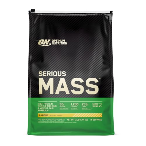 Optimum Nutrition Serious Mass Weight Gainer Protein Powder, Banana, 12 Pound