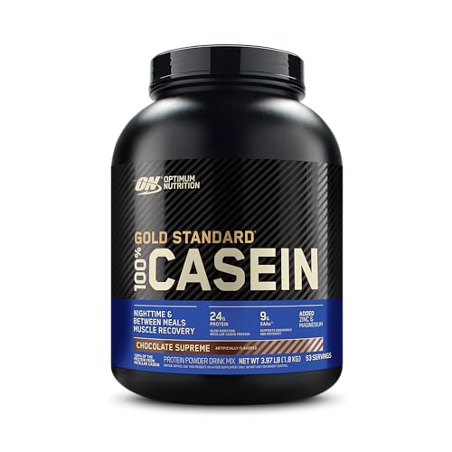 Optimum Nutrition Gold Standard 100% Micellar Casein Protein Powder, Slow Digesting, Helps Keep You Full, Overnight Muscle Recovery, Chocolate Supreme, 4 Pound (Packaging May Vary)