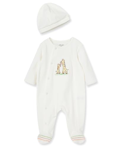 Little Me Unisex Baby 100% Cotton Scratch Free Tag 2-Piece Sleeper, Giraffe, Newborn