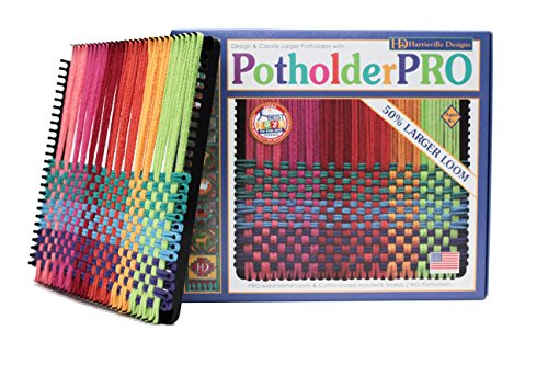 Friendly Loom Potholder Pro Weaving Kit | 10”x10” Sturdy Metal Loom and Quality Cotton Weaving Loops | Complete Kit to Weave 2 Large, Durable Potholders | Made in The USA