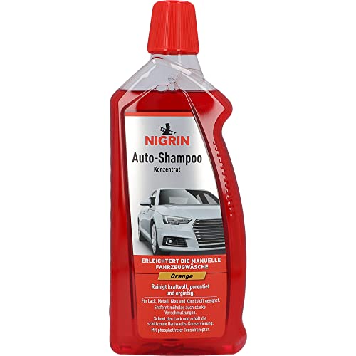 (-38%) NIGRIN Autoshampoo Konzentrat, 1 Liter, entfernt auch starke Verschmutzungen, schont Lack- und Kunststoffoberflächen, mit Orangen-Duft, Orange