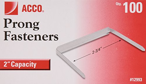 ACCO 2 Inch Capacity Prong Fastener Bases, 2-3/4 Inch Centers, 100