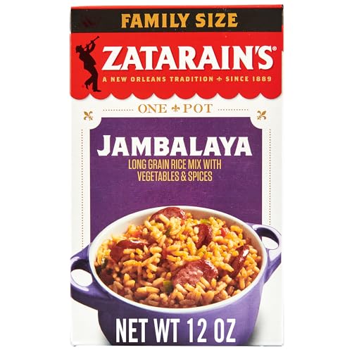 Zatarain's Rice Mix, Jambalaya, Family Size, Long Grain Rice with Onions, Bell Peppers, Garlic, Paprika, and Red Peppers, Just Add Meat for Easy-Prep, New Orleans Style Rice Meal, 12 oz