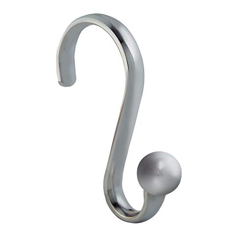 iDesign Axis Shower Curtain Hooks, Metal Curtain Hooks for Showers, Silver, Set of 12 Bathroom Hooks