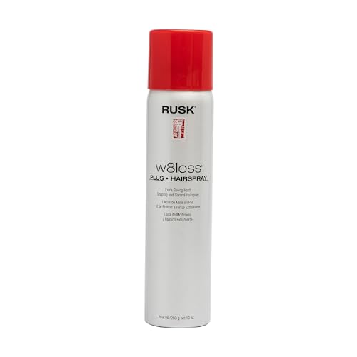RUSK Designer Collection W8less Plus Extra Strong Hairspray, Provides Texture, Natural Shine, and Long-Lasting, Touchable Support, 10 oz