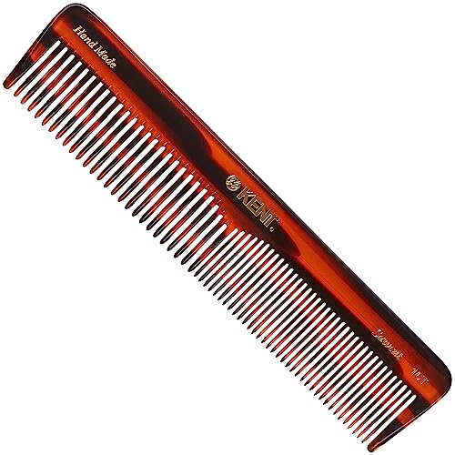 Kent 16T Tortoise Fine Tooth and Wide Tooth Comb for Daily Grooming, Styling Comb for All Hair Types, Wet or Dry Hair Detangling Combs for Men and Women,Saw Cut Hand Polished, Made in England