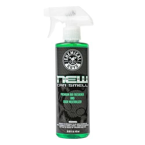 Chemical Guys New Car Smell Premium Air Freshener and Odor Eliminator - Refreshes and Neutralizes Odors, Great for Cars, Trucks, SUVs, RVs, and More - 16 oz