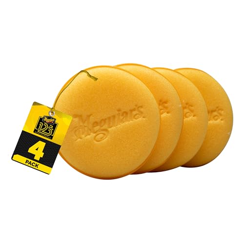Meguiar's 4" Foam Applicator Pads, 4 Count - Ultra-Soft Hand Applicators with a Tight-Cell Foam Construction for a Smooth Application of Waxes, Polishes, Tire Dressing, Protectants and More, 4 Pack