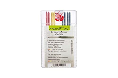 Pica Dry Pencil Refills for 3030 Markers 2 x Red, 2 x Yellow, 4 x Black 4020