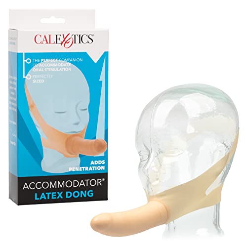 CalExotics Original Accommodator Latex Dong – Hands Free Strap On Probe for Couples – Adult Dildo Sex Toys - Ivory