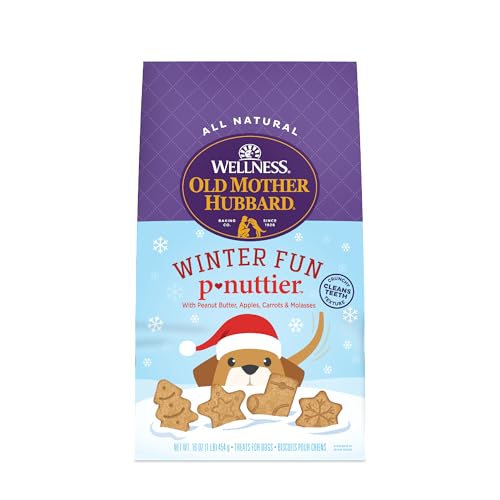 Old Mother Hubbard Wellness Winter Fun P-Nuttier Dog Biscuits, Natural, Seasonal, Holiday Treats, Peanut Butter Flavor, (16 Ounce Bag)