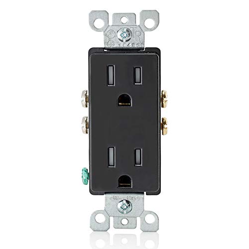 Leviton 15 Amp Decora Tamper-Resistant Duplex Electrical Wall Outlet, T5325-E, Black