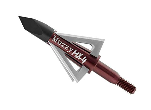 Muzzy 209-MX4, Bowhunting 100 Grain, .025" 4 Blade Broadhead, 1-1/8" Cutting Diameter, 3 Pack,red