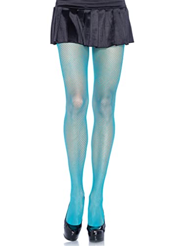 Leg Avenue Women's Nylon Fishnet Tights, Neon Blue, One Size