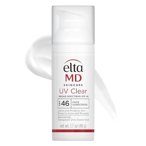 Protector solar facial EltaMD UV Clear SPF 46, protector solar sin aceite con óxido de zinc, recomendado por dermatólogos.