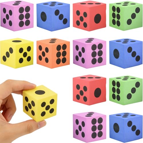 Rhode Island Novelty ~ 12 ~ Foam Dice ~ 1.5 Inch ~ Games Math Teaching ~ New