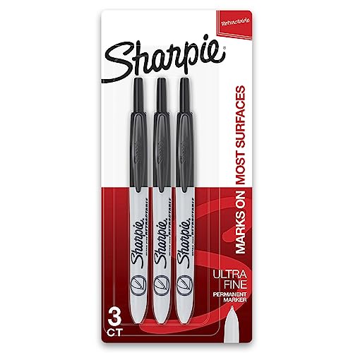 Retractable Permanent Markers Ultra Fine Point Black 3 Count