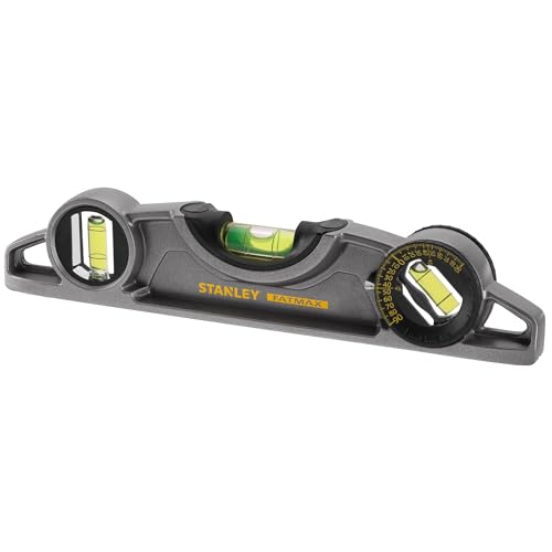 (-46%) STANLEY FatMax Pro Torpedo-Wasserwaage Klein - Wasserwaage magnetisch aus Aluminium (magnetisch, 25 cm Länge, horizontale/vertikale/45°-Libelle) 0-43-609, Grau